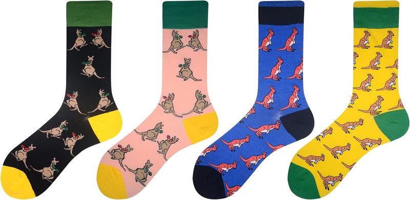 Cansok Men's 2/4 Packs Fun Crazy Novelty Dress Crew Socks - Image 2